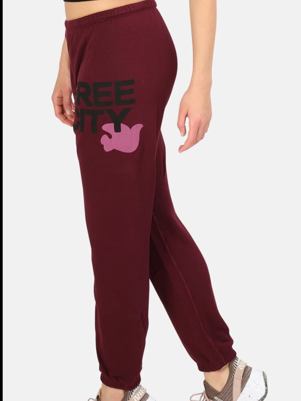 freecity Deep Clove Sweatpants with Pink Graphic